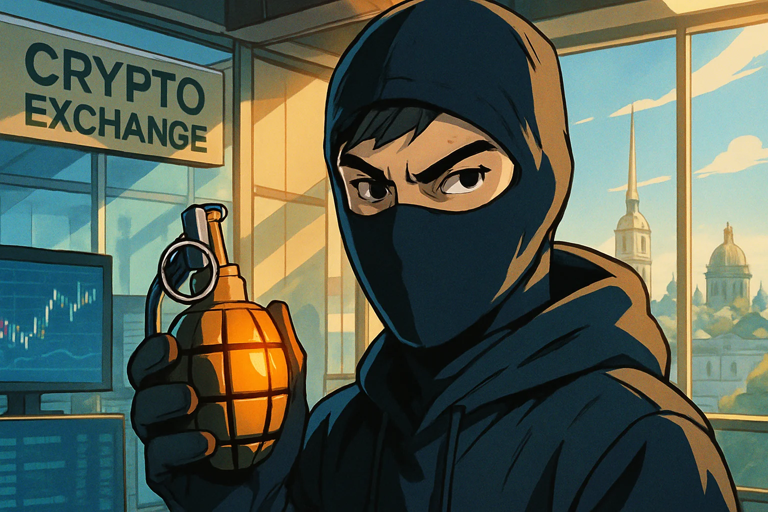 모조 수류탄을 사용해 교환소를 강탈하세요! 21세 러시아 남성 현장에서 체포